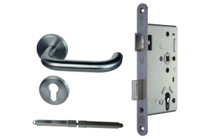 Panikové kování - sada pro dveře, klika/klika + zámek